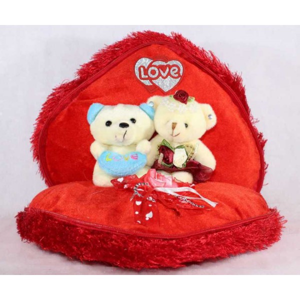 Cute Red Convertible Chain Plush Heart with Love Couple